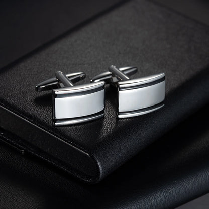 Round Cufflinks Mens For Business Shirt Wedding Party Men Cufflink Solid Cloth Rectangle Stripe Cuff links Accessories Wholesale