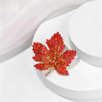 1pc Chic Maple Leaf Brooch with Shiny Rhinestones, Coconut Tree Plant Pin Jewelry Accessories - Great for Personal or Gift Use