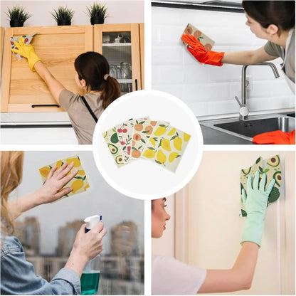 4 Pcs Swedish Dishcloths Eco-Friendly Reusable Kitchen Wipes Absorbent and Quick Drying Swedish Sponge Cloths for Efficient