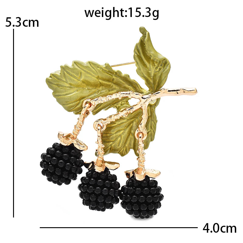 Wuli&baby Cute Fruits Brooches For Women Unisex 2-color Enamel Red Purple Plants Party Office Brooch Pins Gifts