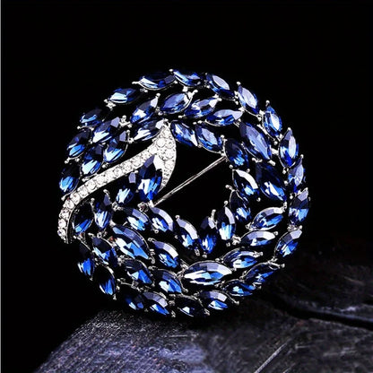 SKEDS High-end Women  Exquisite Crystal Flower Badges Pin Fashion Creative Luxury Rhinestone Shining Brooch Corsages