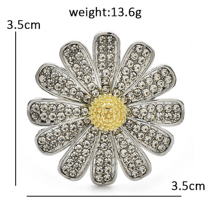 Wuli&baby Beautiful Daisy Flower Brooches Sparkling Rhinestone Sunflower Plants Brooch Pins For Women Unisex Office Casual Gifts