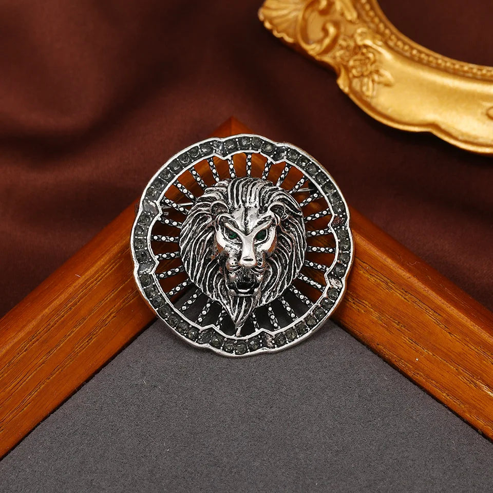 Baroque-style Luxury Vintage Heavy-Duty Lion Animal Design Brooches for Men and Women, Jewelry and Fashion Accessories