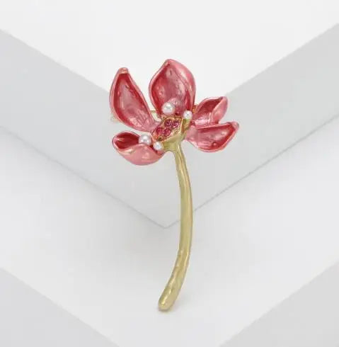Resin Tulip Brooch for Women Unisex Rhinestone Flower Pin Pearl Plant Lapel Pin Banquet Party Backpack Gifts Jewelry Accessories