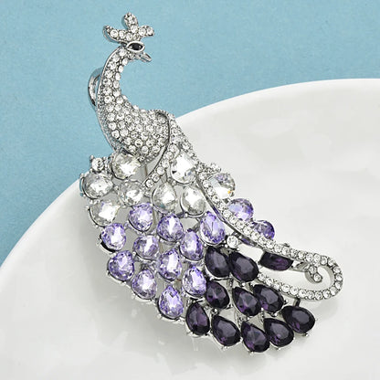 Wuli&baby Luxury Charming Peacock Brooches For Women Unisex Beautiful Rhinestone Big Bird Animal Office Party Brooch Pins Gifts