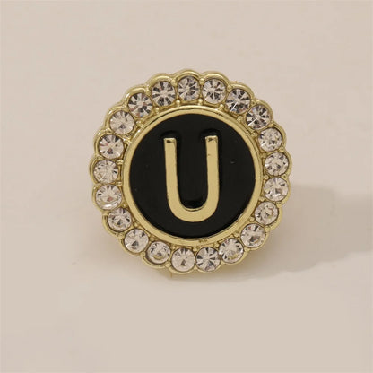26 English Initials A-Z Brooches Classic Full Around Crystal Golden Alphabet Pins For Women Men Girls Clothes Bag Jewelry Gift