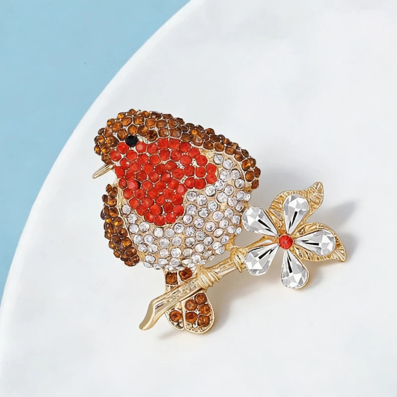 Wuli&baby Lovely Fat Bird Brooches For Women Unisex Rhinestone Shining Animal Party Casual Brooch Pins Gifts