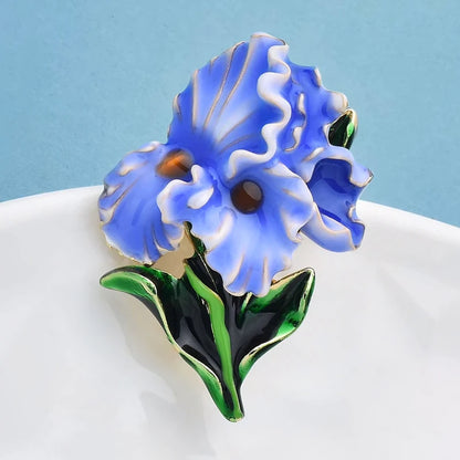 Wuli&baby Beautiful Enamel Orchid Flowers Brooches For Women Lady's Clothes Party Office Brooch Pins Gifts