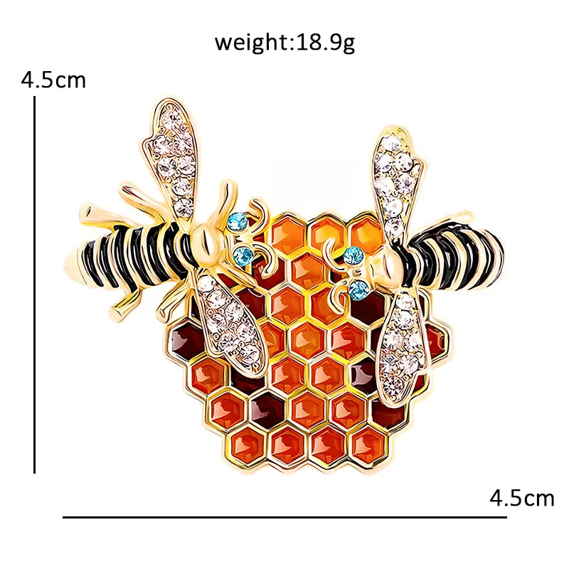Wuli&baby Lovely Honeycomb And Bees Brooches For Women Unisex Rhinestone Enamel Insects Party Office Clothes Brooch Pins Gifts
