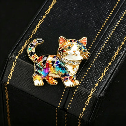 Baroque Luxury Cartoon Cat Animal Design Brooches for Men and Women, Jewelry, Fashion Accessories, Wedding, Holiday, Party Gifts