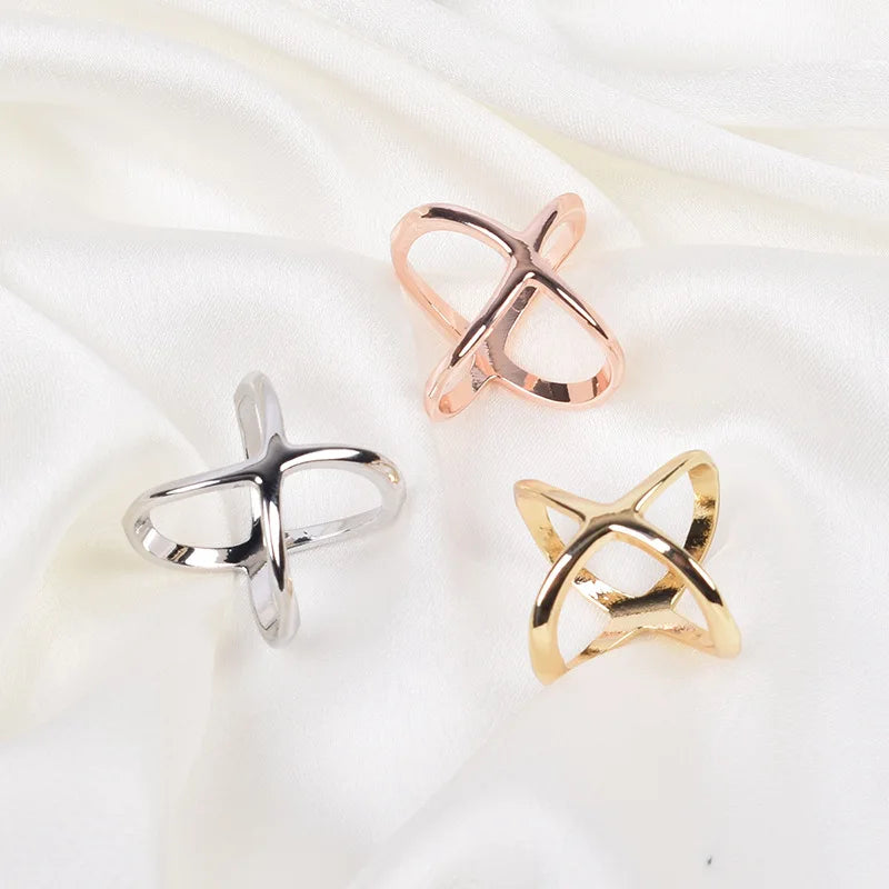 3pcs Creative Mi Wangxing Gold-plated Scarf Buckle Multi-purpose Cross Hollow Glossy Scarf Square Shawl Decorative Buckle