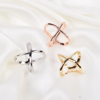 3pcs Creative Mi Wangxing Gold-plated Scarf Buckle Multi-purpose Cross Hollow Glossy Scarf Square Shawl Decorative Buckle