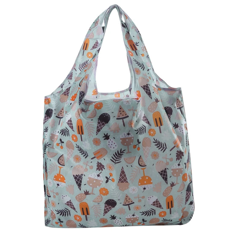 Shopping Bags Fashion Portable Various Prints and Large Capacity Convenient Nylon Easy to Fold Package Travel Essential