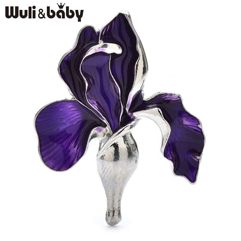 Wuli&baby Elegant Enamel Orchid Flower Brooches For Women Unisex 3-color Beautiful Plants Office Party Clothes Brooch Pins Gifts