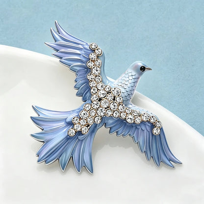 Wuli&baby Flying Pigeon Brooches For Women Unisex 3-color Rhinestone Enamel Peaceful Dove Bird Animal Brooch Pin Fashion Gifts