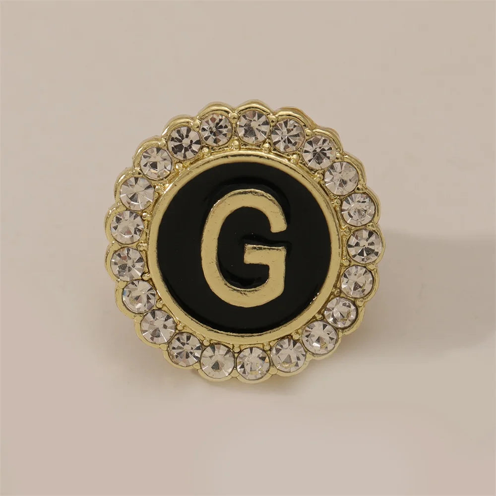 26 English Initials A-Z Brooches Classic Full Around Crystal Golden Alphabet Pins For Women Men Girls Clothes Bag Jewelry Gift