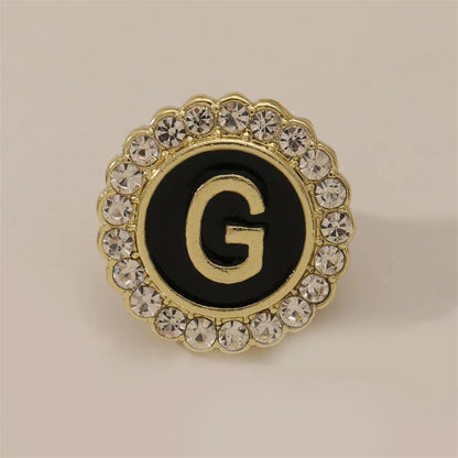 26 English Initials A-Z Brooches Classic Full Around Crystal Golden Alphabet Pins For Women Men Girls Clothes Bag Jewelry Gift