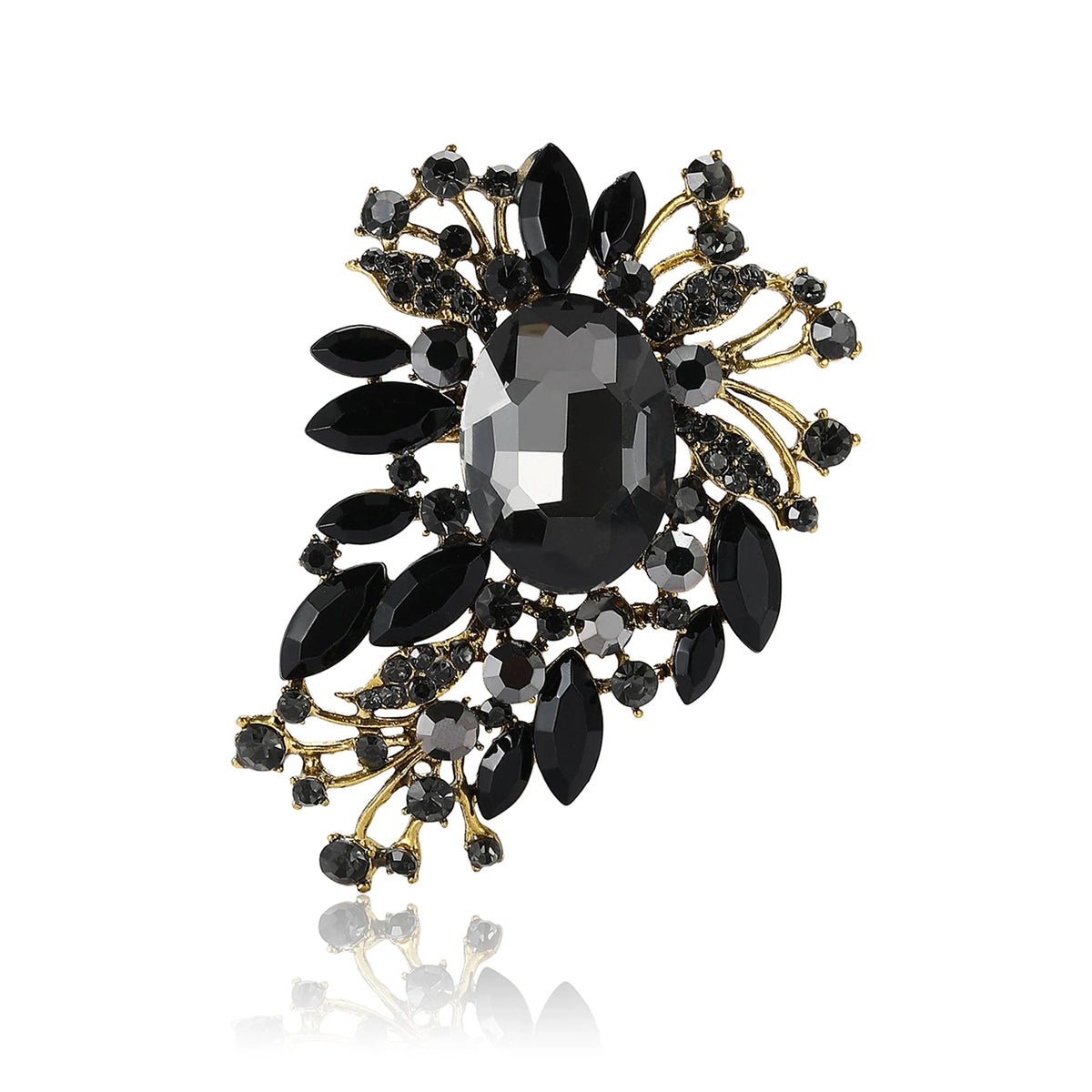 Beaut&Berry Luxury Crystal Glass Brooches for Women Rhinestone Flower Pins Friends Party Gifts Banquet Jewellery Accessories