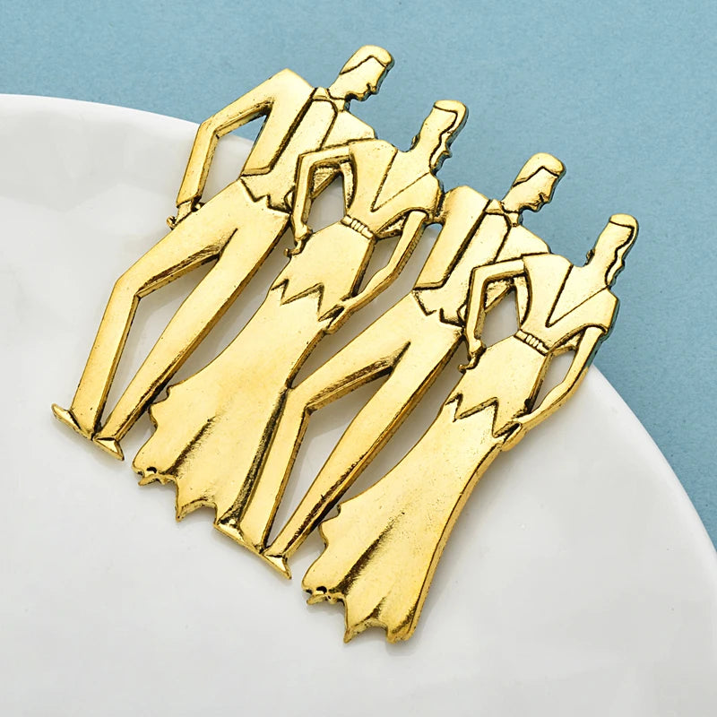 Wuli&baby Vintage Dancers Character Brooches For Women Unisex Metal Dancing Men And Ladies Person Party Casual Brooch Pins Gifts