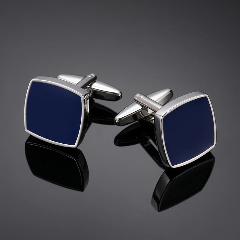 Luxury men's French shirt cufflinks classic square blue and black retro patterns cuff buttons suit accessories jewelry wholesale