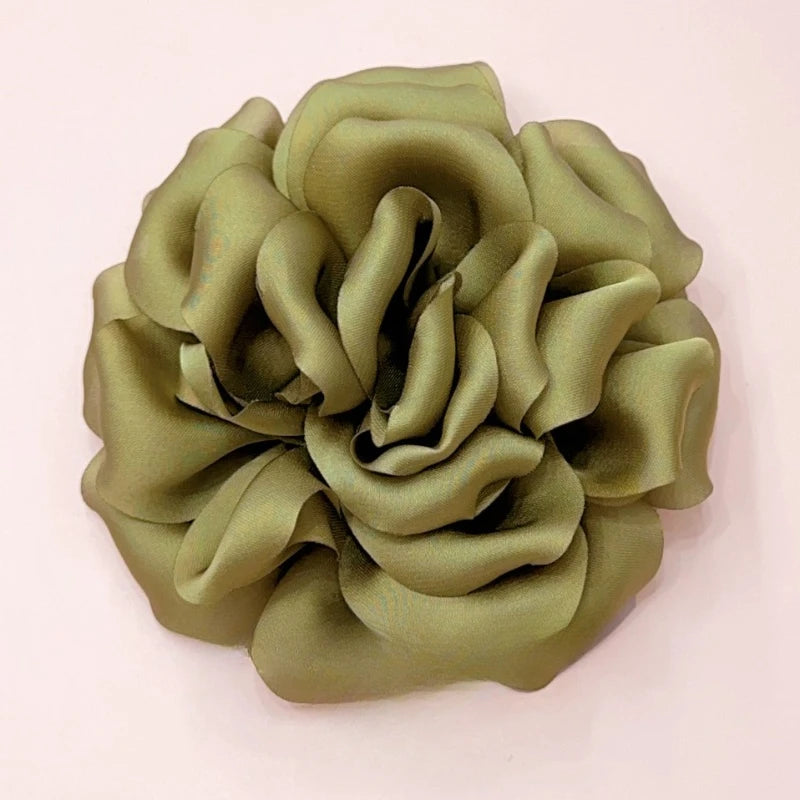 11CM Handmade Fabric Rose Flower Brooch Korean Fashion Corsage Lapel Pins for Women Accessories Wedding Party Jewelry