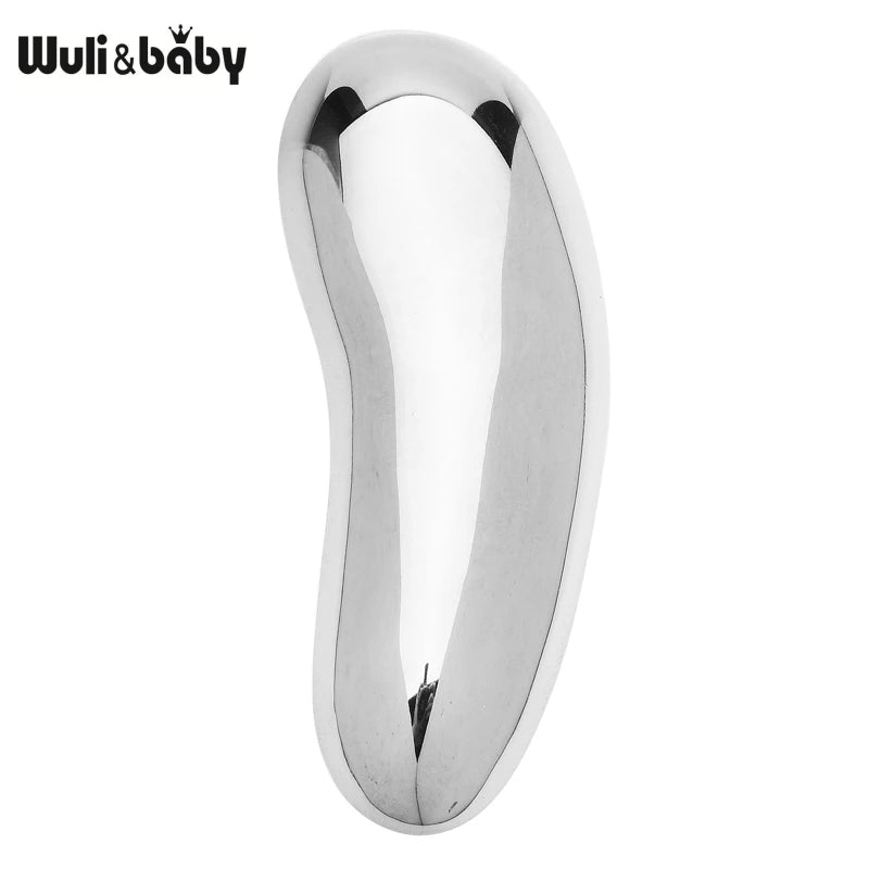 Wuli&baby Stainless Steel Geometric Bean Brooches For Women Men 2-color Minimalist Style Brooch Pins Fashion Jewelry Gifts