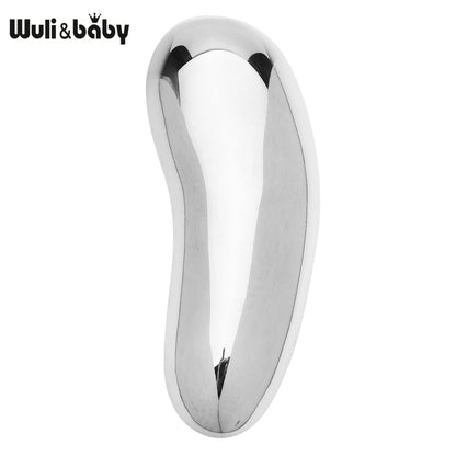 Wuli&baby Stainless Steel Geometric Bean Brooches For Women Men 2-color Minimalist Style Brooch Pins Fashion Jewelry Gifts