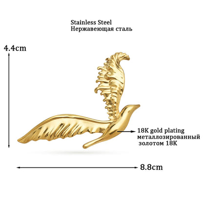 Wuli&baby Stainless Steel Flying Bird Brooches For Women Unisex 2-color Beautiful Big Wings Bird Animal Party Brooch Pins Gifts