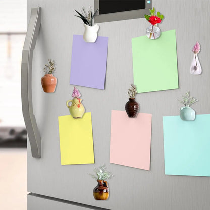 Fridge Vase Tiny Flower Vase Magnets for Fridge 8 Pieces Resin Funny Plant Pots Kitchen Decor for Refrigerator Home Decorations