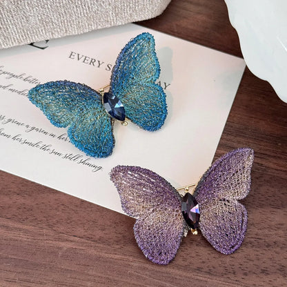 Luxury Blue Purple Crystal Embroidery Fabric Butterfly Brooches For Women Unisex Insect Corsage Pins Wedding Jewelry Best Gift