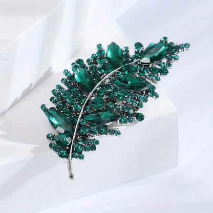 Baroque Luxury Feather and Leaf Design Brooch for Men and Women, Jewelry Accessories, WeddingHolidayPartyCouple'sSurpriseGift