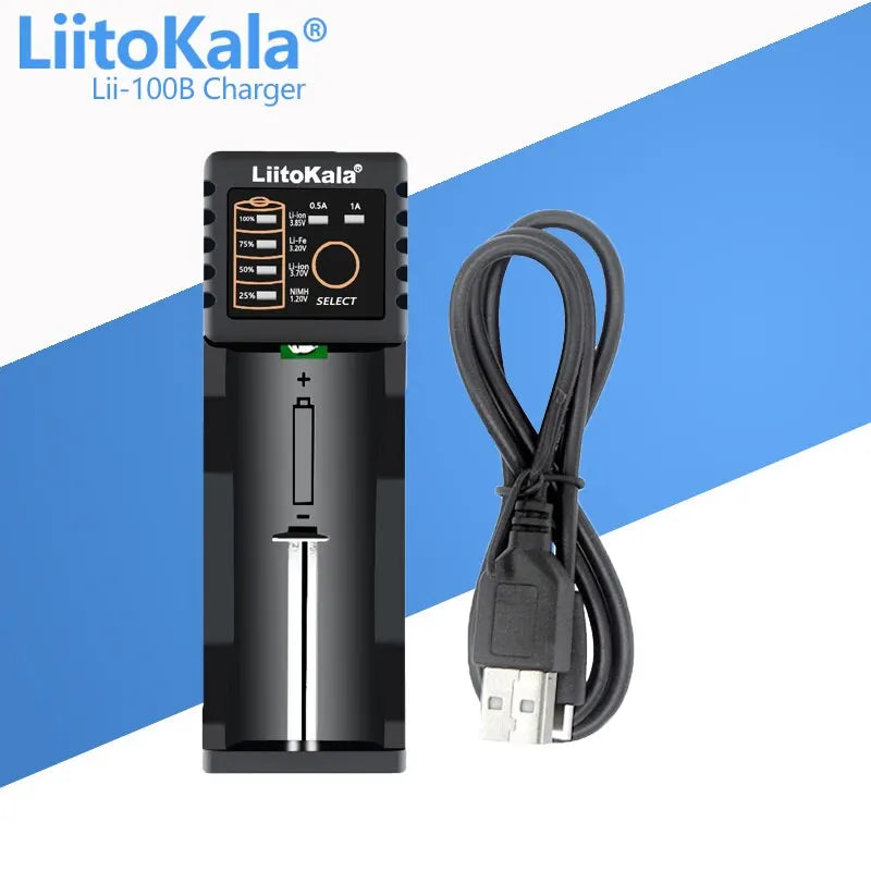 LiitoKala Lii-100B Lii-100 18650 Battery Charger For 26650 16340 RCR123 14500 LiFePO4 1.2V Ni-MH Ni-Cd Smart Charger