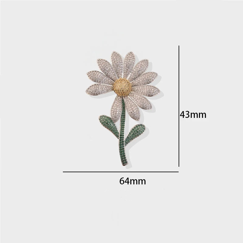 SHMIK High-end Women Girls Fashion Elegant Crystal Daisy Brooch Badges Fashion Exquistie Lady Wedding Party Pin Jewelry Buckles