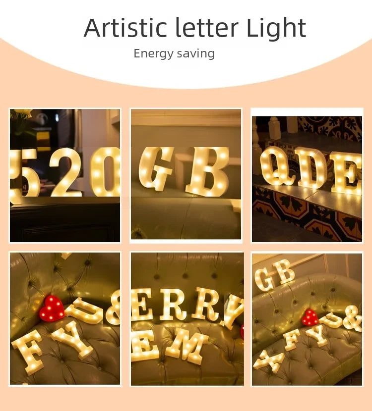 Ins Hot Sale 26 English Letter Led Light Design Lamp For Wedding Birthday Colorful Light Proposal Confession Surprise Night