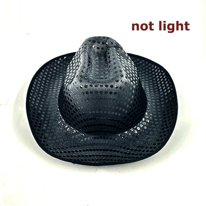 LED Glowing Cowgirl boy Hat Neon Luminous Bride Hat For Holiday Light Up Supplies Fluorescent Party Props Bachelorette Party Hat