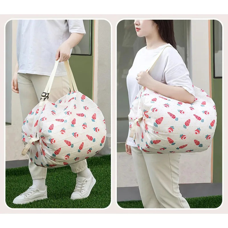 Large Foldable Shopping Bag Reusable Eco Bag Grocery Package Beach Toy Storage Bags Shoulder Cat Lemon Printing Pouch Tote Pouch