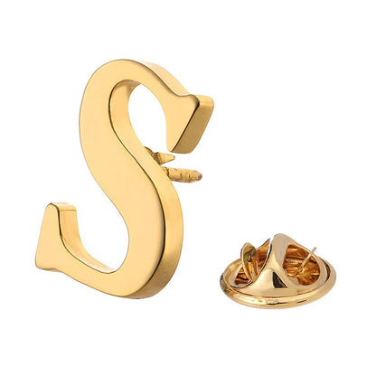 High Quality Classic Style Gold Letter A-Z Metal Brooch Women Men's Lapel Pin Women's Hat Scarf Backpack Badge Jewellery