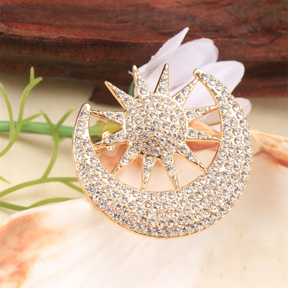 Baroque Luxury Beautiful Moon Star Design Men's Women's Brooch Pins，Jewelry Accessories, WeddingHolidayPartyCouple Surprise Gift