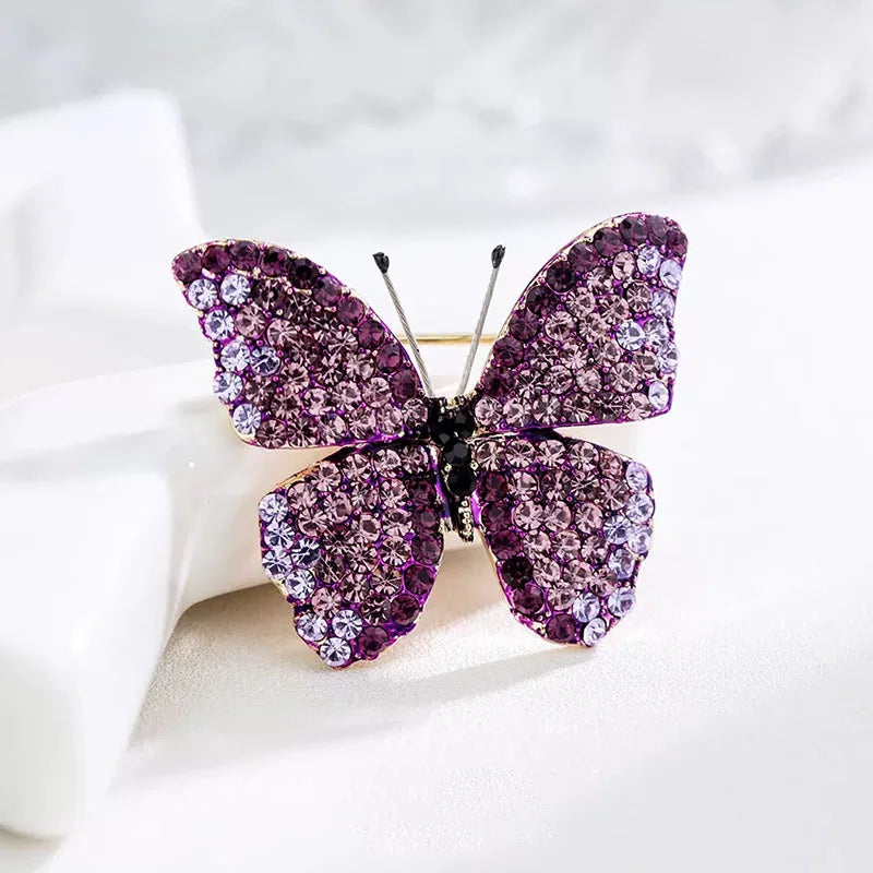 Korean Fashion Rhinestone Butterfly Brooches For Women Clothing Elegant Crystal Insect Brooch Pin Office Party Jewelry Gifts