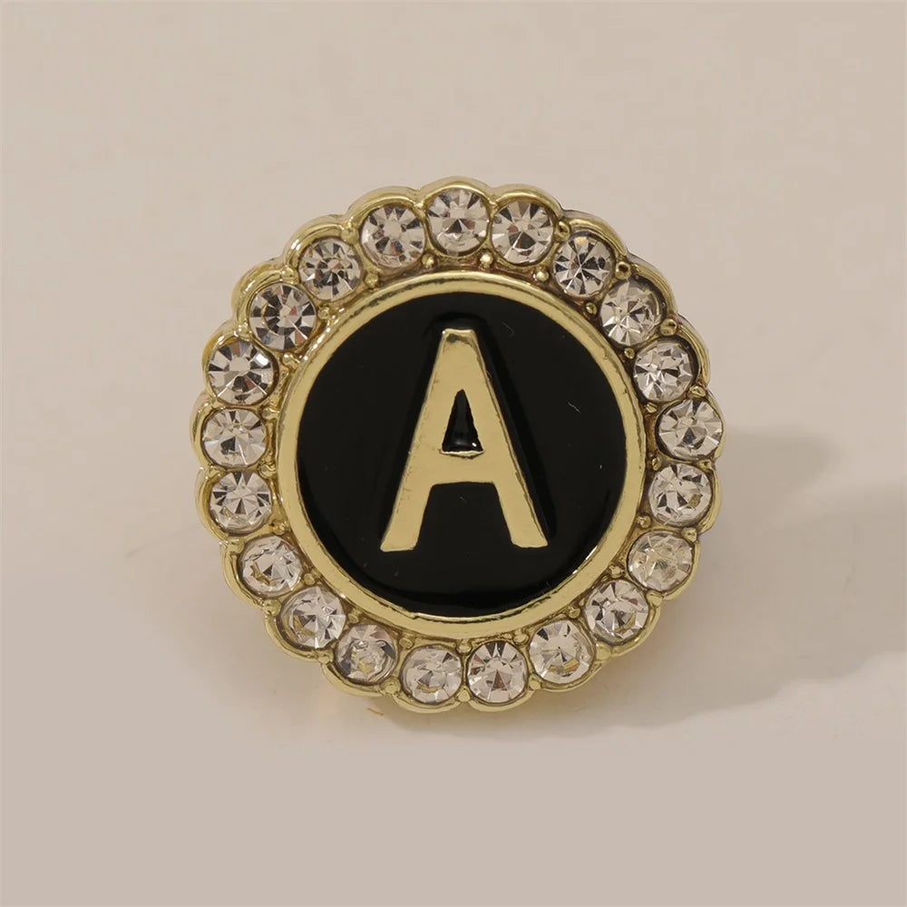 26 English Initials A-Z Brooches Classic Full Around Crystal Golden Alphabet Pins For Women Men Girls Clothes Bag Jewelry Gift