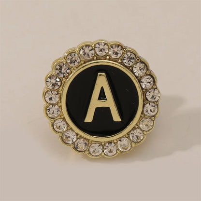 26 English Initials A-Z Brooches Classic Full Around Crystal Golden Alphabet Pins For Women Men Girls Clothes Bag Jewelry Gift