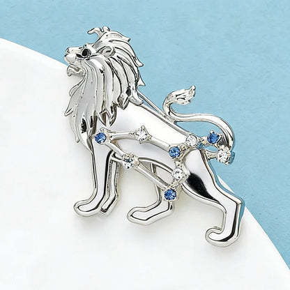 Wuli&baby Zodiac Leo Brooch Pins Alloy Shell Animal Lion Badge  Women Jewelry Brooches Gift