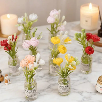 1/30Pcs Cute Mini Fridge Magnet Mini Small Vase frigerator Home 3D Vase Artificial Flower Magnet Kitchen Decoration Accessories