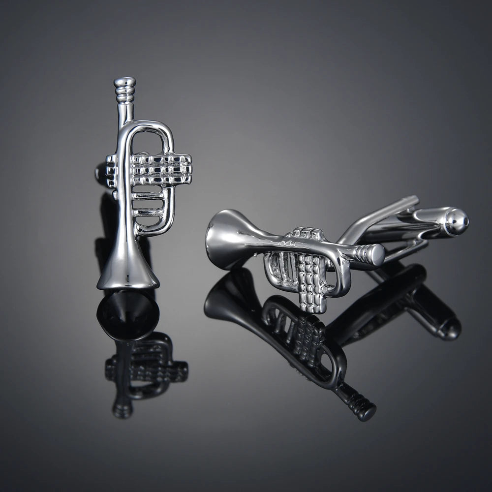 Copper material, plating, entertainment, hobbies, cufflinks, musical notes, chromatics, piano, guitar, French shirt, acce