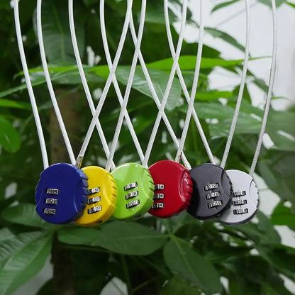 Extended Wire Rope Combination Lock 3 Digit Code Lock Password Motorcycle Helmet Metal Keyed Padlock Travel Anti-Theft Locks
