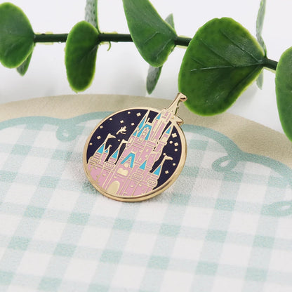 Magic Castle Badge Crystal Ball Enamel Pin Pink Blue Series Magical World Brooch Fan Enthusiast Fashion Jewelry Accessories Gift