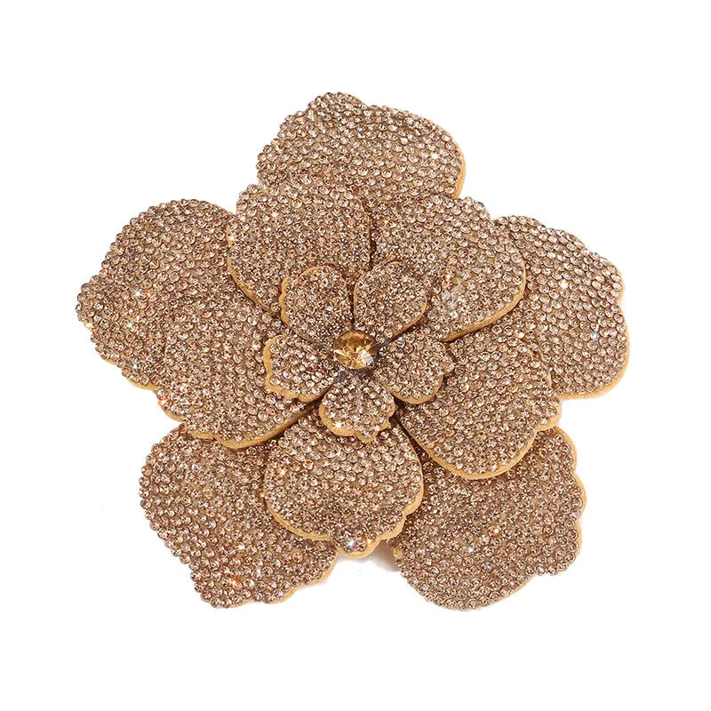 Three-dimensional Rhinestone Camellia Rose Brooch for Women's Fashion Pin High-end Luxury Jewelry Accessories Party Gift Corsage