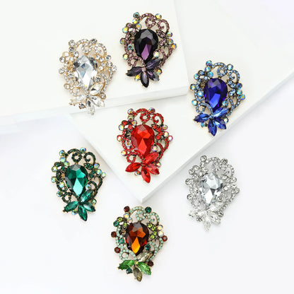 Beaut&Berry Luxury Crystal Glass Flower Brooches for Women Unisex Rhinestone Pins Casual Party Jewelry Accessories Gifts