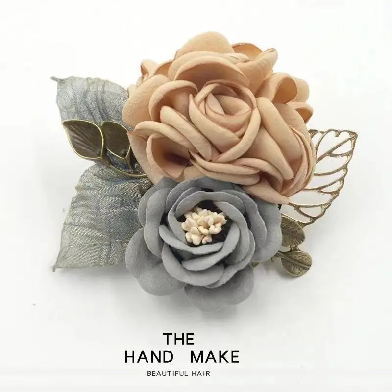 Luxury woman brooches Rose brooch fabric flower corsage shawl button sweater coat temperament pin accessories