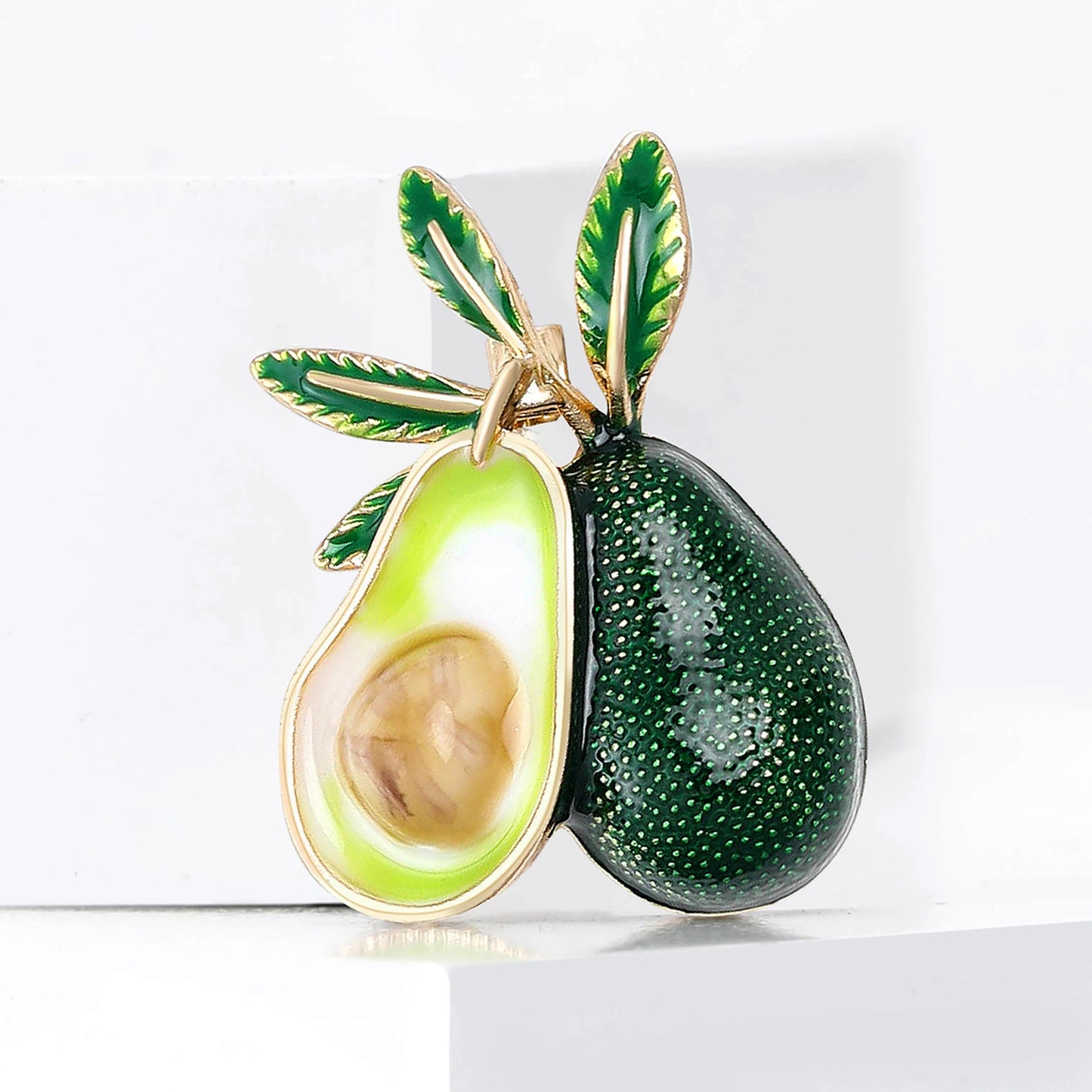 Beaut&Berry Trendy Enamel Avocado Brooches for Women Unisex Fruit Pins Friends Party New Gifts Banquet Jewellery Accessories